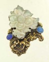 Hand Carved Opal Flower & Vintage Glass Pin-Pendant