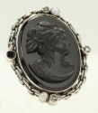 Mars & Valentine Large Vintage Jet Cameo Statement Ring--REGULAR PRICE $625.00