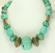 Carved Turquoise & Vintage Brass Necklace