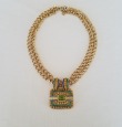 Hand Made Gold Vermeil Filigree Pendant with Large Emerald-Cut Peridot   