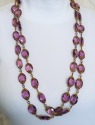 Antique 67" Faceted Lavender Glass Bead Necklace with Gold Tone Findings