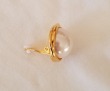 Vintage Mabe Pearl Clip Earrings in Gold Tone Frame  