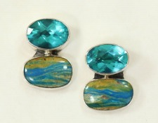 Amy Kahn Russell Opal & Blue Quartz Clip Earrings