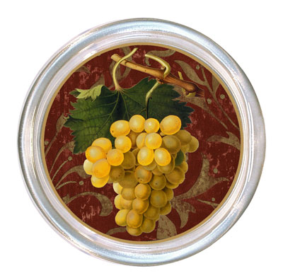 Yellow Grapes on Red Damask