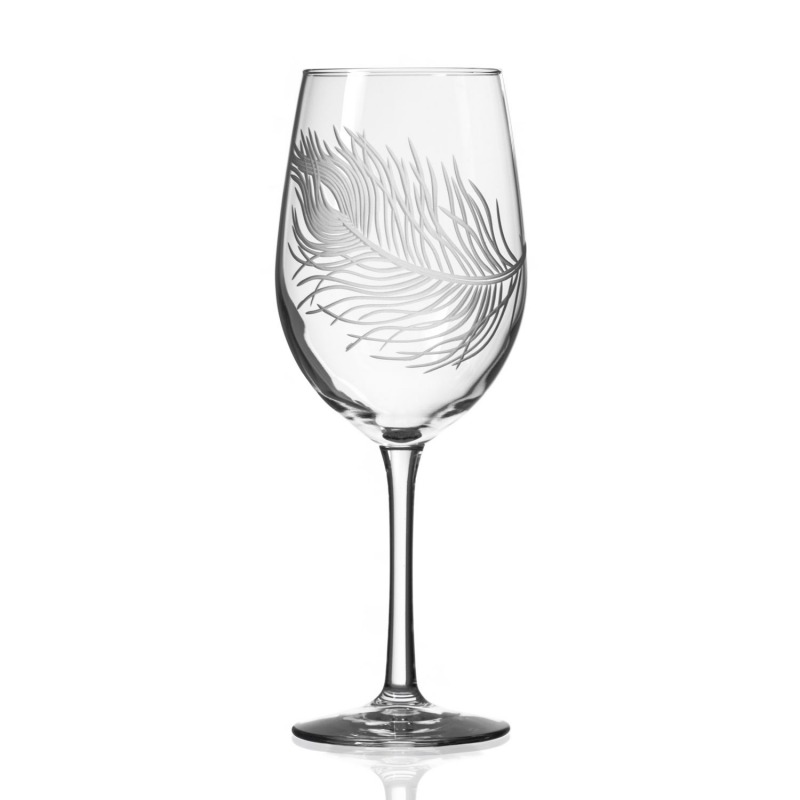Etched Peacock 12 oz. White Wine