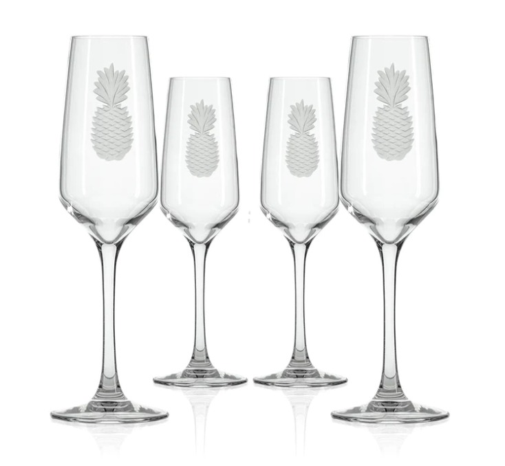 Etched Pineapple 5.75 oz. Champagne Flute