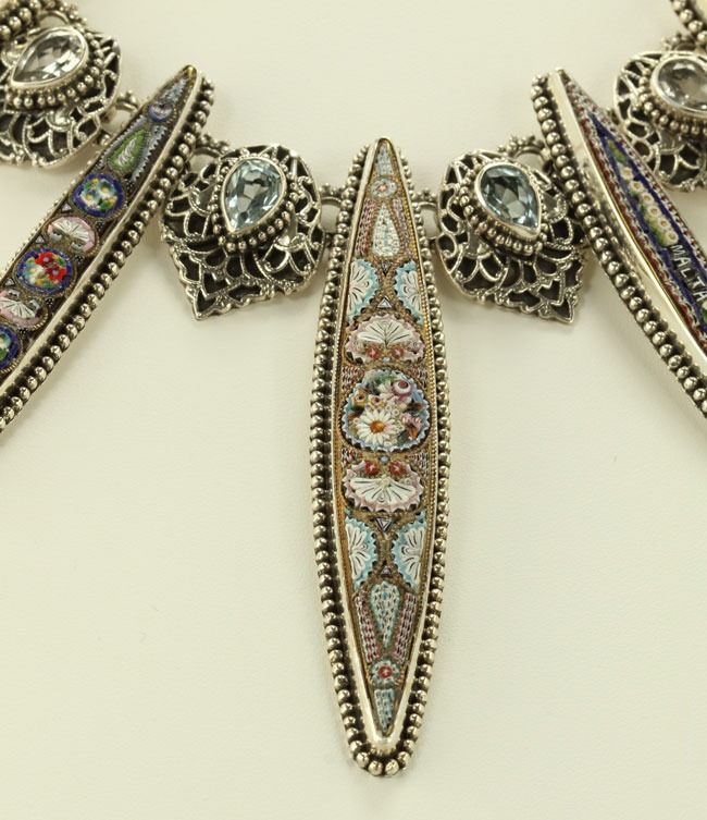 Antique Micro Mosaic Marquis Collar