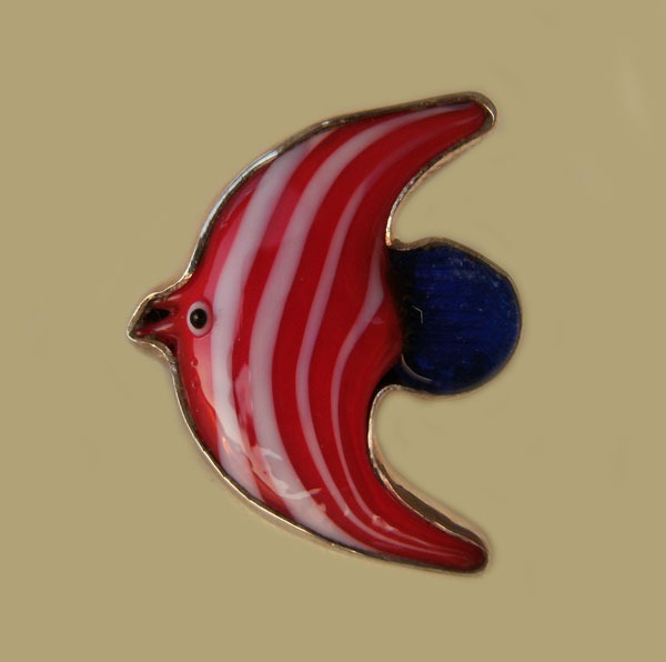 Charles Albert Red White & Blue Austrian Glass Fish Ring--ORIGINALLY $98.00--NOW 55% OFF