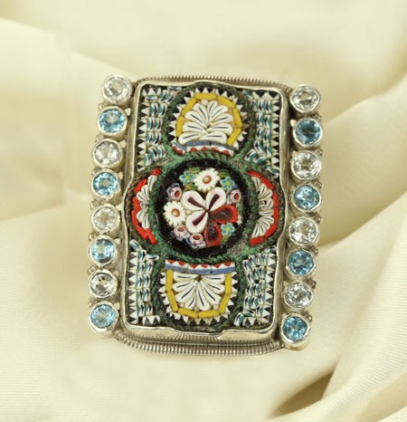 Mars & Valentine Antique Micro-Mosaic Ring 