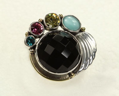 Mars & Valentine Black Agate Art Deco Ring