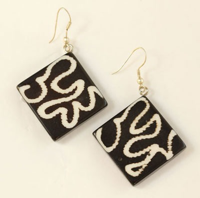 Black & White Wood Wire Dangles