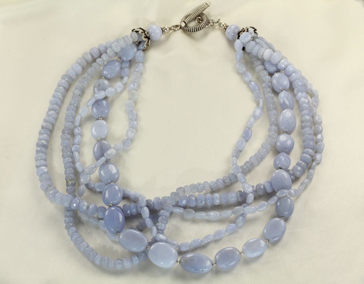 Amy Kahn Russell Blue Lace Agate Clip Earrings