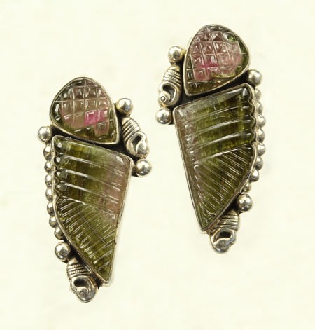 Amy Kahn Russell Carved Tourmaline Clip Earrings