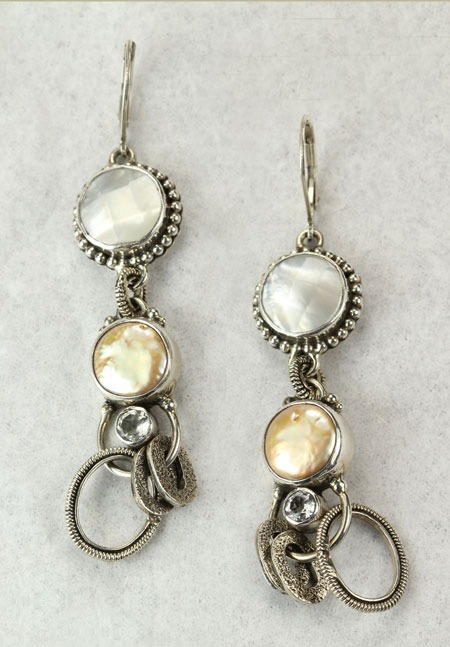 Echo of the Dreamer Champagne Pearl Dangle Earrings