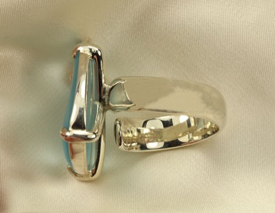 Recycled Beach Glass Ring in Sterling Silver Setting