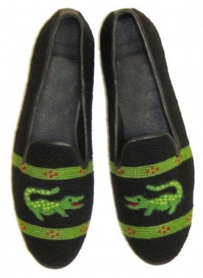 Gator Needlepoint Shoes--Click for description and enlarged image