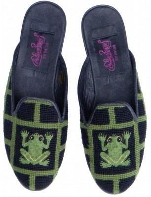 Frog Needlepoint Mule