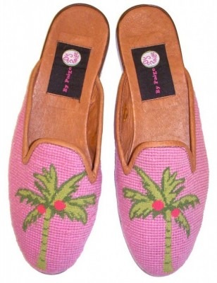 Preppy Palm Needlepoint Mule