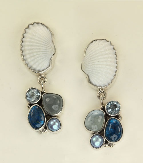 Echo of the Dreamer Dainty Shell Pendant Necklace with Gemstone Cluster--MATCHING BRACELET, EARRINGS & RING AVAILABLE
