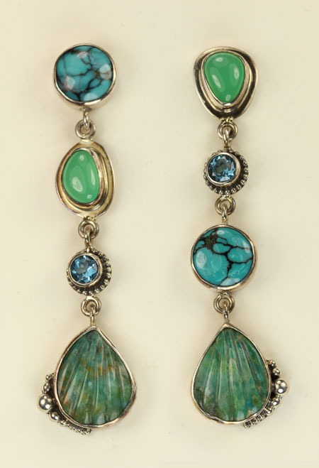 Andean Opal  Blue & Green Post Dangles