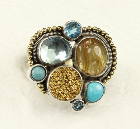 Blue Topaz Cluster Ring