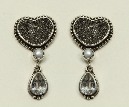 Silver Drusy Hearts Bracelet
