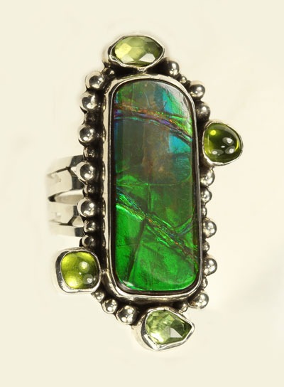 Rectangular Ammolite Ring
