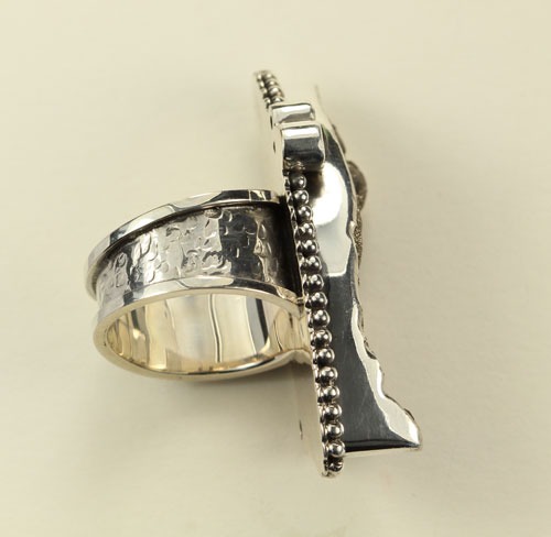 Ridged Long Black Drusy Ring