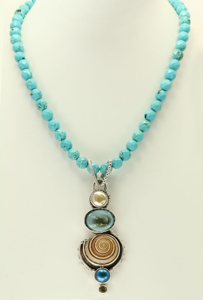 Turquoise Necklace with Shell Pendant