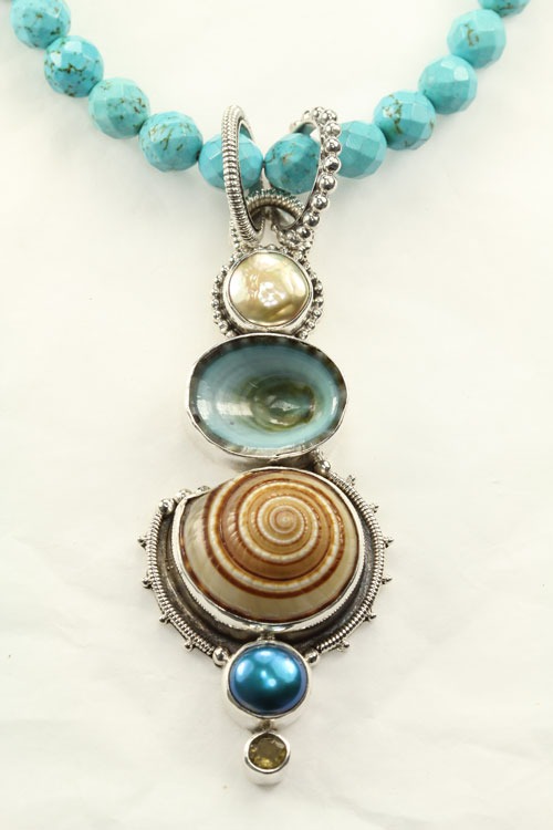 Turquoise Necklace with Shell Pendant