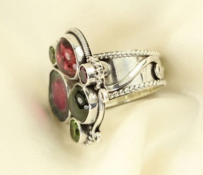 Tourmaline Cluster Ring