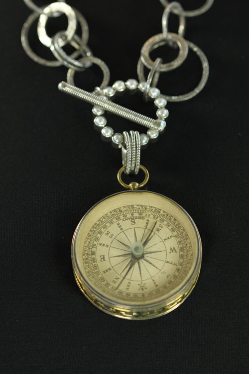 Mars & Valentine Antique German Large Compass Statement Necklace