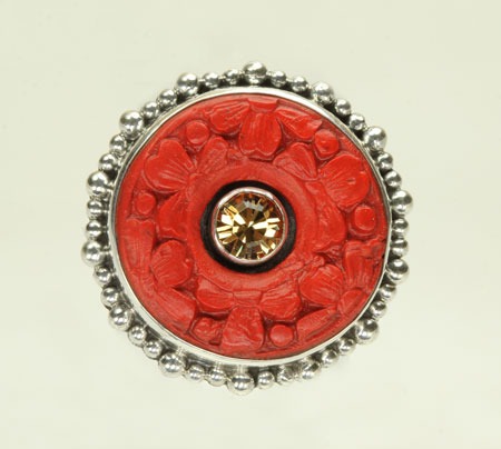 Mars & Valentine Hand Carved Cinnabar Ring