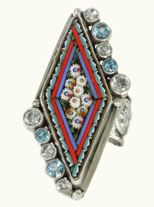 Mars & Valentine Antique Micro-Mosaic Long Tile Ring