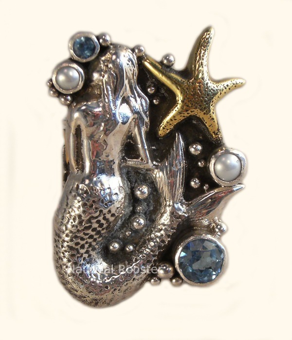 Mars & Valentine Mermaid Cluster Ring--LAST ONE