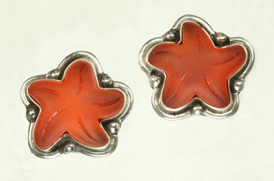 Amy Kahn Russell Orange Sea Glass Starfish Earrings