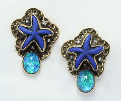 Amy Kahn Russell Starfish Earrings with Opal