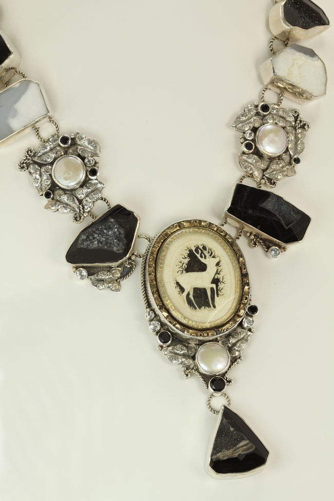Antique Stag Cameo Collar