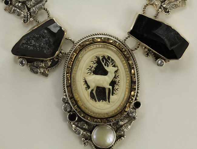 Antique Stag Cameo Collar
