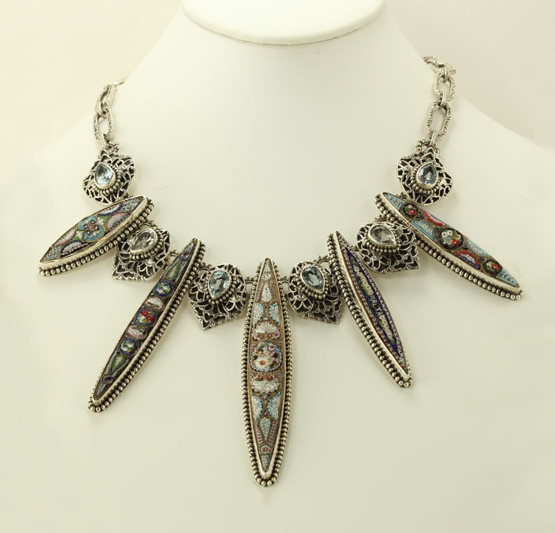 Antique Micro Mosaic Marquis Collar