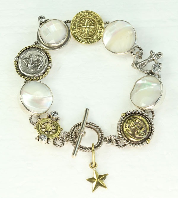 Mars & Valentine Anchor Bracelet with Mother of Pearl