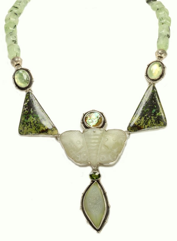 Echo of the Dreamer Jade Butterfly Statement Necklace