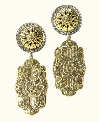 Amy Kahn Russell Sterling Silver & Brass Post Earrings