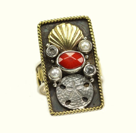 Mars & Valentine Seashell & Sand Dollar Ring