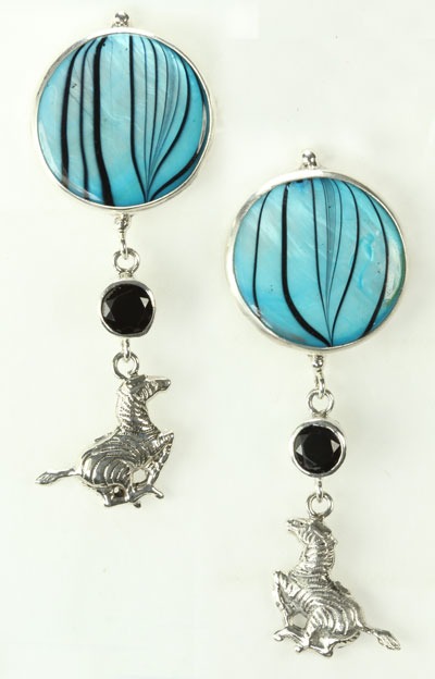 Mars & Valentine Zebra Post Dangle Earrings  