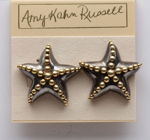 Amy Kahn Russell Rhodium & Vermeil Starfish Clip Earrings