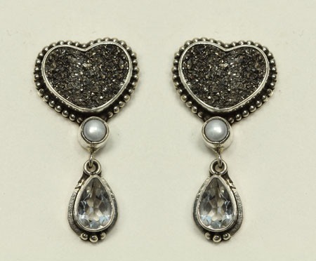 Black Drusy Double Heart Necklace