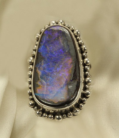 Boulder Opal with Sterling Silver Caviar