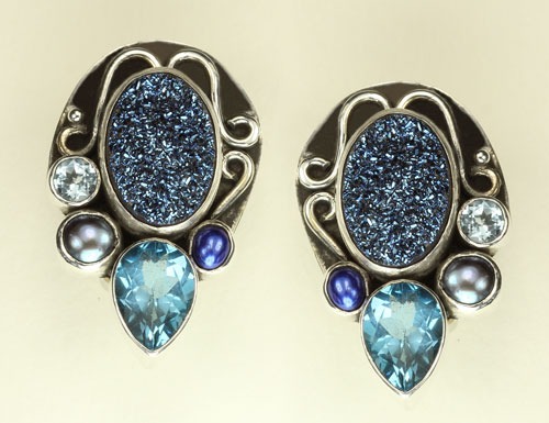 Blue Danube Clip Earrings
