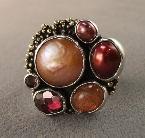 Jewel Tone Pearl Cluster Clip Earrings